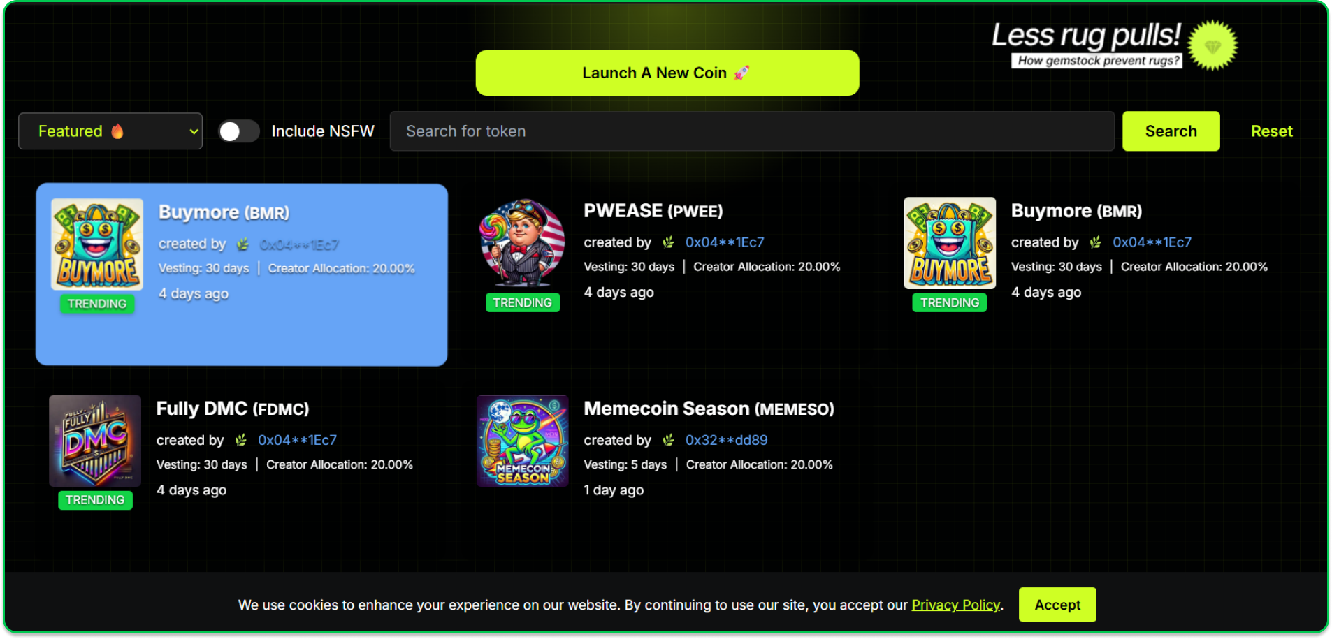 Web3 Crypto Launchpad project website